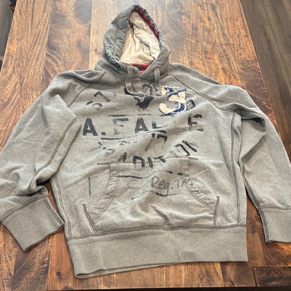 Used American Eagle Outfitters Gray Graphic Hoodie L
